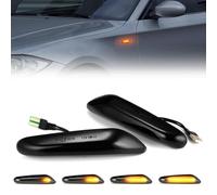 GEARCELL LED Dynamic Side Indicator Compatible with BMW E90 E91 E92 E60 E87 E82, 2835 SMD LED Turn Signal Light Side Marker Repeater with Canbus Error Free Black Smoked Lens