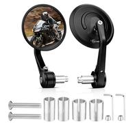 GEARCELL Universal Motorcycle Mirrors 7/8" Motorcycle Rearview Mirrors 360° Rotatable Motorcycle Bar End Mirrors Extension Motorbike Side Wing Mirror CNC machined aluminum body with E-MARK