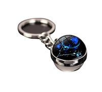Geardeangloow 12 Constellation Keychains Modern Fashion Starry Sky Luminous Keyring Time Stone Planet Art Pendant Accessories Gifts Pisces