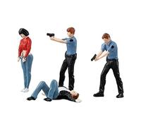 Geardeangloow 4 Pieces 1/64 Cops Figure Model Movie Props Micro Landscape Miniature Scenes, 1/64 4 person police robbers