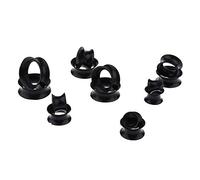 Geardeangloow 7 Pairs Lot Flexible Silicone Ear Gauges Thin Soft Plugs Flesh Tunnels Black