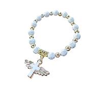 Geardeangloow Angel Wing Cross Bracelet for 1ST Communion Dedication Goddaughter Godmother
