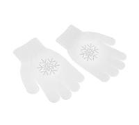Geardeangloow Girls Women Kids Ice Skating Gloves Magic Stretch Glove White Flower L, White Snowflower