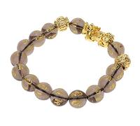Geardeangloow Gold pixiu bracelet six-word mantra bead 10mm obsidian 10mm Ice Obsidian, Gold+Coffee, 12mm Ice Obsidian