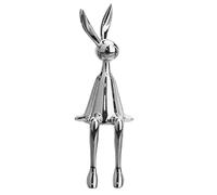 Geardeangloow Sitting Rabbit Ornament Bunny Figurine for Bookshelf Living Room Bedroom Silver S