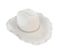 Geardeangloow Western Decor Cowboy Hat Fedoras Caps White Crystal Beaded Sun Hats Adult, Style 1
