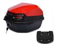 GearDrivex Motorcycle Back top Box case Motorcycle Tour Tail Box Scooter Trunk Luggage Top Lock Storage Carrier Case with Soft Backrest(Red B and Floor)
