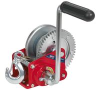 Geared Hand Winch with Brake & Cable - 540kg Capacity - Hardened Steel Gear