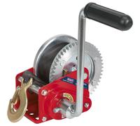 Geared Hand Winch with Brake & Webbing - 540kg Capacity - Hardened Steel Gear