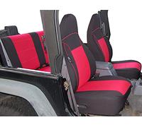 GEARFLAG Custom-Fit Neoprene Seat Covers for Wrangler TJ 1997-2002 - Full Set (Front and Rear) - Red/Black