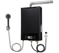 GEARFLOW 16L 4.3 GPM Tankless Water Heater, 32KW 130000BTU Gas LPG Propane Powered Smart Touch Control Instant Hot Water Heater, Black, with Shower Kit, for Caravan Motorhome RV Outdoor Camping