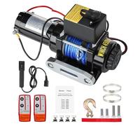 GEARFLOW 4500lb / 2041kg 12v Electric Winch, 1400w Powerful Motor, Heavy Duty Sealed Solenoid, 2pc Wireless Remote Control + Cable Remote Control, 12m Fiber Rope, for Off Road Vehicle Self-Rescue