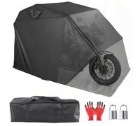 GEARFLOW Large Motorcycle Shelter Storage Sheds Motorcycle Garage, 280 x120 x150cm Motorcycle Cover Waterproof Outdoor Motorbike Tent with Lock