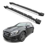 GEARFLOW Side Steps Running Boards, For Mercedes Benz GLA X156 2015-2020, 2 Piece Kit, Left and Right, Aluminium, Black and Silver, Rectangular, Fixed, With Fitting Kit/Step Board Accessories