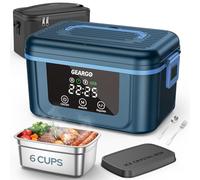 GEARGO Cordless Electric Lunch Box, 1.6L & 24000mAh Rechargeable Heated Lunch Box with Ice Crystal Box, 24 Hours Scheduled Self Heating Lunchbox For Work Men Women(Blue)