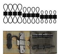 GearHill Elastic Webbing Binding Ribbon Multipurpose Backpacks Attachments Tactical Molle Backpack Accessories, Tactical EDC Gear (12 Pieces Black 3 Size Kit)