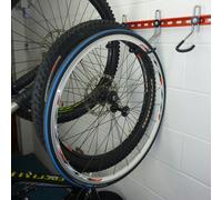 GearHooks Bike Wall Hooks - extra hooks for bikes, backpacks, helmets, tools and spare parts. - DH180 2 x wheels/Tyres. With clamp + rail fixings + PVC sleeves
