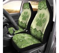 gearider 2pcs Waterproof Durable Car Seat Cover, Green Boho Dog Paw Mandala Printed Auto Front Seats Protector for Men Women Fit SUV Truck Sedans