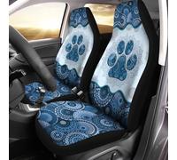 gearider Blue Boho Mandala Dog Paw Printed Car Seat Cover only for Front, Waterproof Soft Universal Bucket Seats Cover Protector Fit Most Vehicles