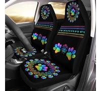 gearider Boho Mandala Gradiant Dog Paw Pattern Seat Covers for Cars, Thin Breathable Universal Car Front Seats Accessories Interior Decor 2 Pcs