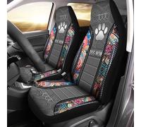 gearider Car Front Seat Cover Set of 2, Dog Mom Paw Boho Floral Pattern Auto Universal Interior Accessories, Thin Front Automobile Seat Cover