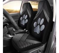 gearider Car Front Seat Cover Set of 2, Silver Metal Dog Paw Print Auto Universal Interior Accessories, Breathable Automobile Seat Cover for Cars Truck Van SUV