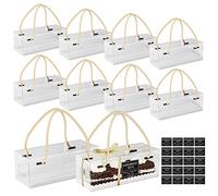 Gearific 10 Pcs Clear Swiss Roll Cake Boxes Pastry Dessert Cookies Gift Boxes with Handle, Bakery Box Treat Boxes for Swiss Roll Muffin Pies Bakery Candy Wedding Party Favors (26 * 10 * 9.5cm)