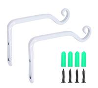 Gearific 2 Pcs Hanging Basket Brackets, Iron Wall Mounted Hanging Bracket for Flower Pot, Bird Feeder, Wind Chime, 15cm (White)