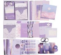 Gearific Scrapbooking Supplies Kit, Aesthetic Scrapbook Kit with A6 Grid Notebook, DIY Journaling Supplies, Birthday Craft Gift for Teen Girl Kid Women (Purple)