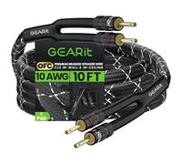 GearIT 10AWG Speaker Cable Wire with Gold-Plated Banana Tip Plugs (10 Feet) In-Wall CL2 Rated, Heavy Duty Braided, 99.9% Oxygen-Free Copper (OFC) - Black