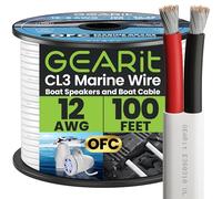 GearIT 12/2 Marine Wire (100 Feet) 12AWG Gauge - Tinned OFC Copper/Marine Grade Speaker Cable/Duplex / 2 Conductors - OFC Oxygen-Free Copper, White 100ft