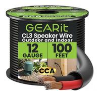 GearIT 12/2 Speaker Wire (100 Feet) 12 Gauge (Copper Clad Aluminum) - Outdoor Direct Burial in Ground/in Wall / CL3 CL2 Rated / 2 Conductors - CCA, Black 100ft
