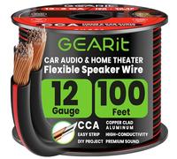 GEARit 12 Gauge Speaker Cable 100ft, Flexible 2x4mm² Speaker Wire with Polarity Markings, 2-Conductor 12AWG CCA Audio Cable for In-Wall Home Theater, Car Audio Stereo, HiFi Surround Sound (Black)