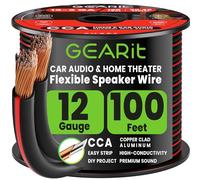 GEARit 12 Gauge Speaker Cable 100ft, Flexible 2x4mm² Speaker Wire with Polarity Markings, 2-Core 12AWG CCA Audio Cable for In-Wall Home Cinema, Car Audio Stereo, HiFi Surround Sound (Black)