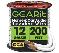 GEARit 12 Gauge Speaker Cable 200ft, Flexible 2x4mm² Speaker Wire with Polarity Markings, 2-Conductor 12AWG CCA Audio Cable for In-Wall Home Theater, Car Audio Stereo, HiFi Surround Sound (White)