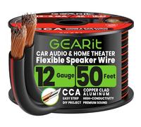 GEARit 12 Gauge Speaker Cable 50ft, Flexible 2x4mm² Speaker Wire with Polarity Markings, 2-Conductor 12AWG CCA Audio Cable for In-Wall Home Theater, Car Audio Stereo, HiFi Surround Sound (Black)