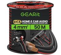 GEARit 12 Gauge Speaker Cable 50m, Flexible 2x4mm² Speaker Wire with Polarity Markings, 2-Conductor 12AWG CCA Audio Cable for In-Wall Home Cinema, Car Audio Stereo, HiFi Surround Sound (Black)