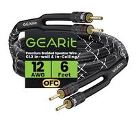 GEARit 12 Gauge Speaker Cable with Banana Plugs 6 ft,CL2 Rated OFC Speaker Wire with Gold-Plated Tips,Braided Speaker Wire for Audiophiles,Hi-Fi Systems,Home Cinema,Amplifiers & Speakers(Black)