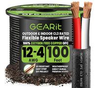GEARit 12 Gauge Speaker Wire OFC 100 ft,Speaker Cable UL CL3 Rated,Copper Wire with Polarity Mark,Audio Cable for in-Wall,Home,Car,Outdoor,Garden,Commercial Audio Systems,OFC(Black,4-Cores)