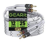 GEARit 12AWG Gauge (2 x 4mm²) Premium Heavy Duty Braided Speaker Wire (7.6 Meters / 25 Feet/White) with Dual Gold Plated Banana Plug Tips - Oxygen-free Copper (OFC) Construction