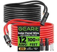 GEARit 12AWG Solar Extension Cable (100FT Black - 100Ft Red) Male to Female Solar Connectors with Adapter Tool Kit, Solar Panel Renewable Energy, 12 Gauge Pure Copper Extension Cord, 100 Feet