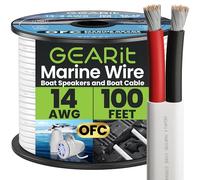 GearIT 14/2 Marine Wire (100 Feet) 14AWG Gauge - Tinned OFC Copper/Marine Grade Speaker Cable/Duplex / 2 Conductors - OFC Oxygen-Free Copper, White 100ft