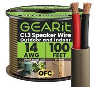 GearIT 14/2 Speaker Cable (300m) 14AWG Gauge, Brown, 2 Conductor/Outdoor Direct Burial in Floor/in Wall/CL3 CL2 Rated - OFC Oxygen Free Copper, Brown 100ft