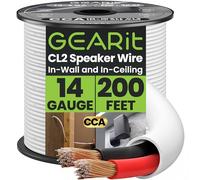 GearIT 14/2 Speaker Wire (200 Feet) 14 Gauge (Copper Clad Aluminum) - Fire Safety In Wall Rated Audio Speaker Wire Cable / CL2 Rated / 2 Conductors - CCA, 200ft