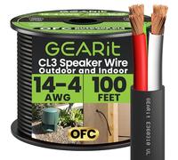 GearIT 14/4 Speaker Wire (100 Feet) 14AWG Gauge, Black 4-Conductors/Outdoor Direct Burial in Ground/in Wall / CL3 CL2 Rated - OFC Oxygen-Free Copper, Black 100ft