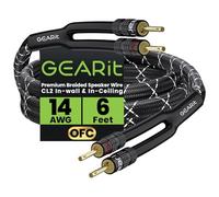 GEARit 14 Gauge OFC Speaker Cable with Banana Plugs 6 ft, Speaker Wire 14 AWG with Gold Plated Tips, Audio Cable High-Fidelity for Audiophiles, HiFi, Bi-Wire, Bi-Amp & Surround Sound Speakers