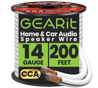 GEARit 14 Gauge Speaker Cable 200ft, 2x2.5mm² CCA Copper Clad Aluminum Speaker Wire for Hifi Home Theater Speakers & Car Audio Stereo, 14AWG Flexible Audio Cable for DIY (60.96M - White)