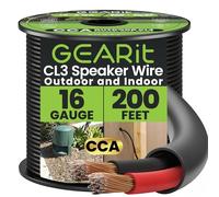 GearIT 16/2 Speaker Wire (200 Feet) 16 Gauge (Copper Clad Aluminum) - Outdoor Direct Burial in Ground/in Wall / CL3 CL2 Rated / 2 Conductors - CCA, Black 200ft