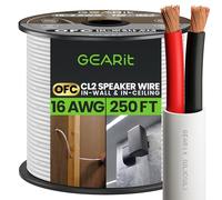 GearIT 16/2 Speaker Wire (250 Feet) 16AWG Gauge - in Wall Audio Speaker Wire Cable / CL2 Rated / 2 Conductors - OFC Oxygen-Free Copper, White 250ft