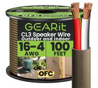 GearIT 16/4 Speaker Wire (100 Feet) 16AWG Gauge, Brown 4-Conductors/Outdoor Direct Burial in Ground/in Wall / CL3 CL2 Rated - OFC Oxygen-Free Copper, Brown 100ft